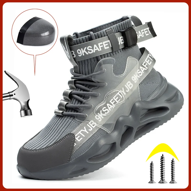 

Male Work Boots Comfortable Puncture Proof Safety Shoes Breathable Sports Protective Anti Smashing Insulated Anti-Shock Steel To