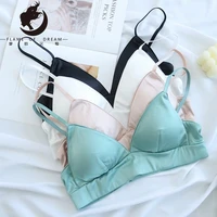 flame of dream 2022 new silk bra french underwear without steel ring thin silk triangle cup bra 22815