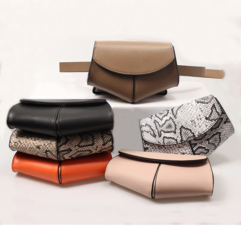 

Women Lady Snakeskin Print Waist Packs Faux Leather Waist Fanny Pack Belt Bag Pouch Travel Hip Bum Bag Mini Purse