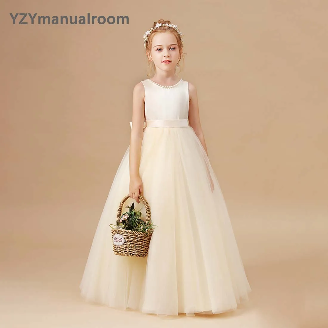 

YZYmanualroom атласные кружевные платья без рукавов для девочек 2023 кружевное платье для подростков подружек невесты платье для концерта дня рождения