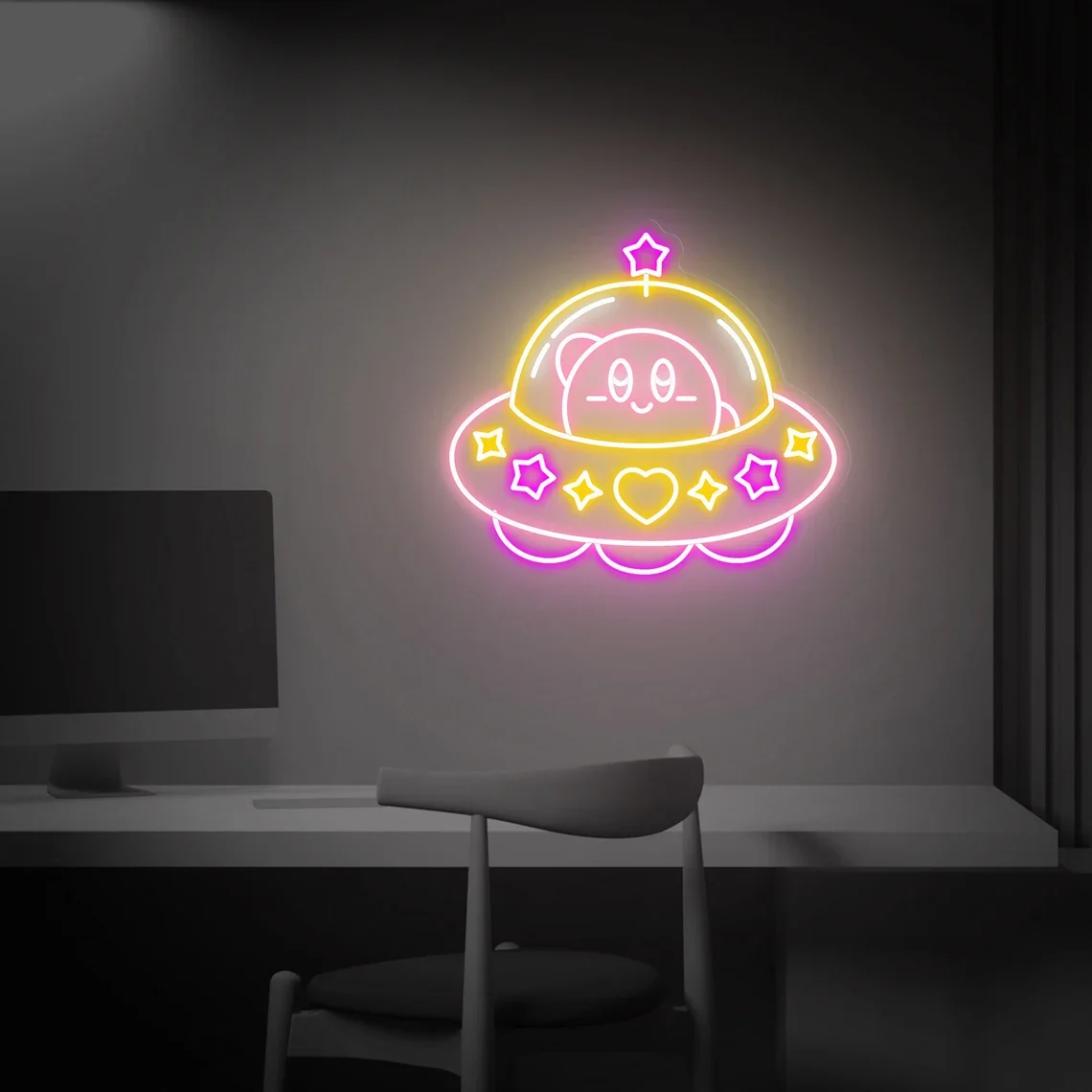 Аниме НЛО неоновая вывеска на заказ Kir для детской комнаты декор игровой