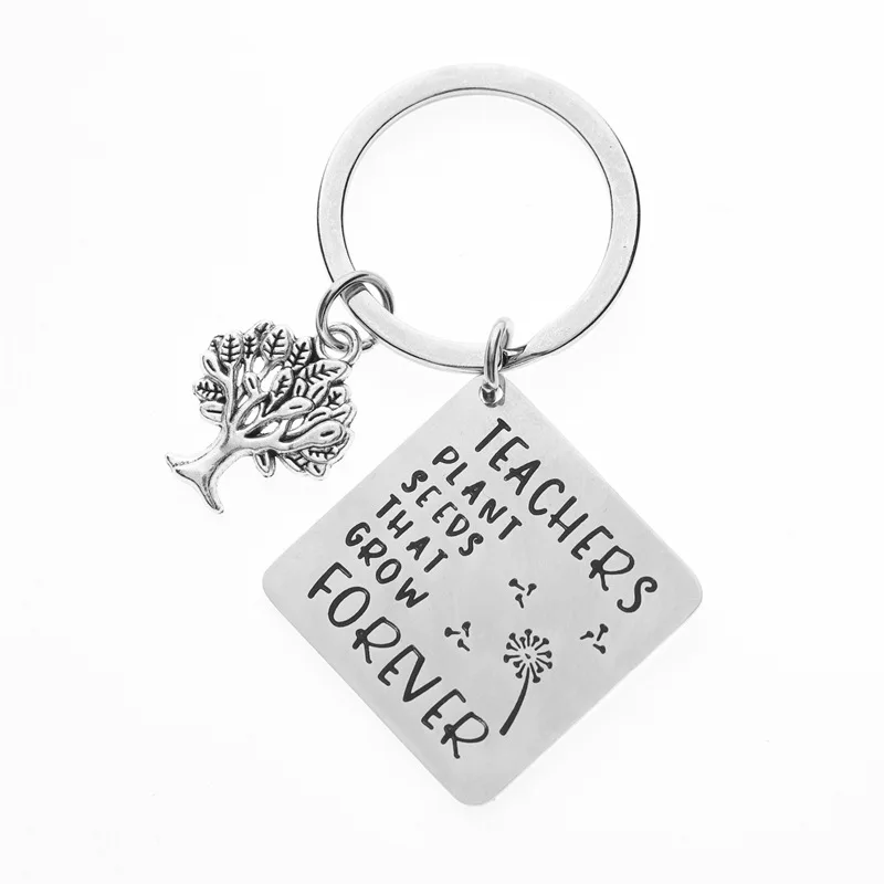 

Tree of Life Teacher Dandelion Forever Stainless Steel Keyring Keychain Charms Women Jewelry Accessories Pendant Gifts Fashion