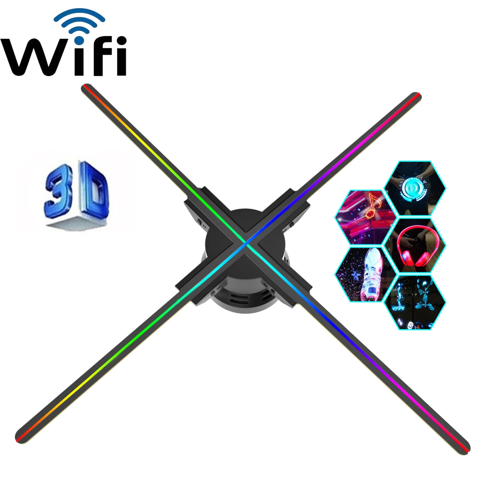 

Wi-Fi 3D проектор, проектор с голограммой, светодиодный голографический вентилятор, рекласветильник ильник с логотипом, проигрыватель с диста...