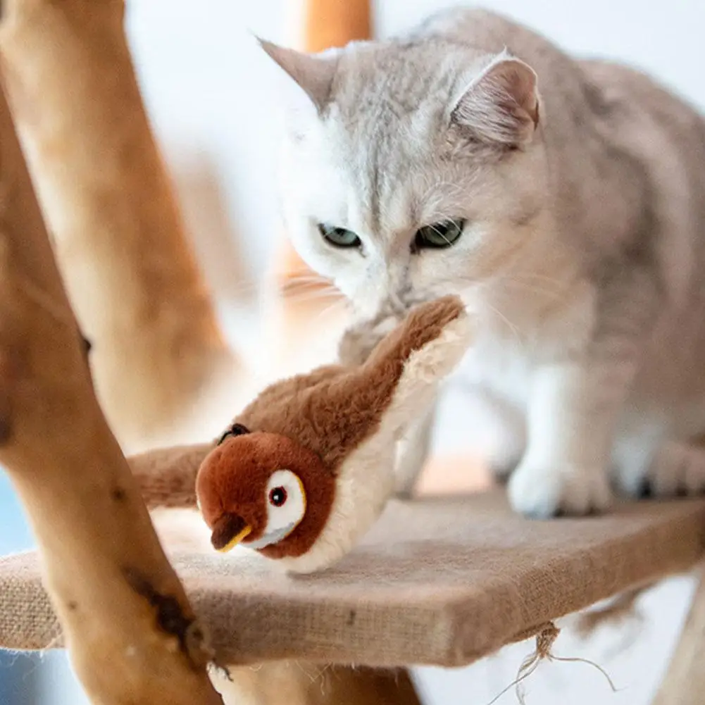 

Интерактивная игрушка для кошек, движущаяся с звуками, Реалистичная плюшевая игрушка для домашних кошек, захватывающая жевательная игрушка