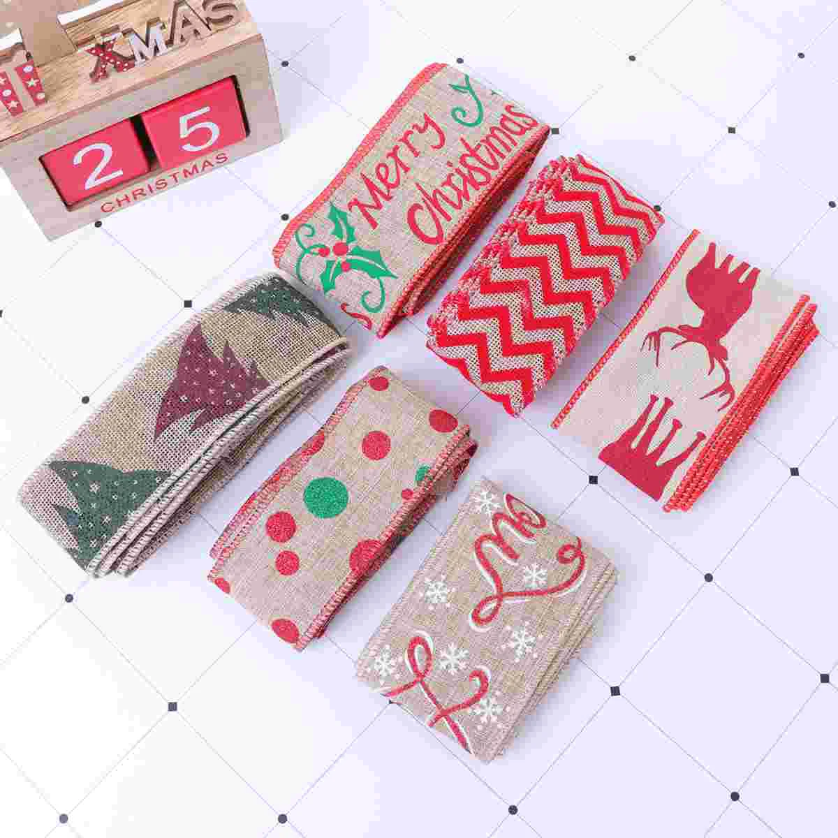 

Ribbon Christmas Gift Wrapping Craft Trim Wired Holiday Tree Wreath Jute Burlap Decoration Greeting Party Cloth Bag