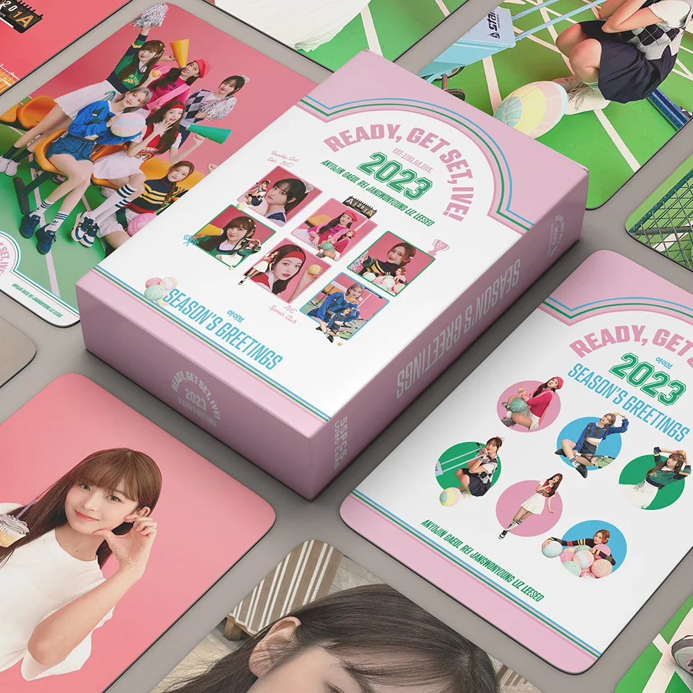 

55 шт./набор почтовые открытки Kpop IVE, почтовые открытки Lomo 2023, приветствия в сезон SEASON'S, новый альбом IVE Kawaii Idol, фотооткрытки K-pop, поклонники, подарок