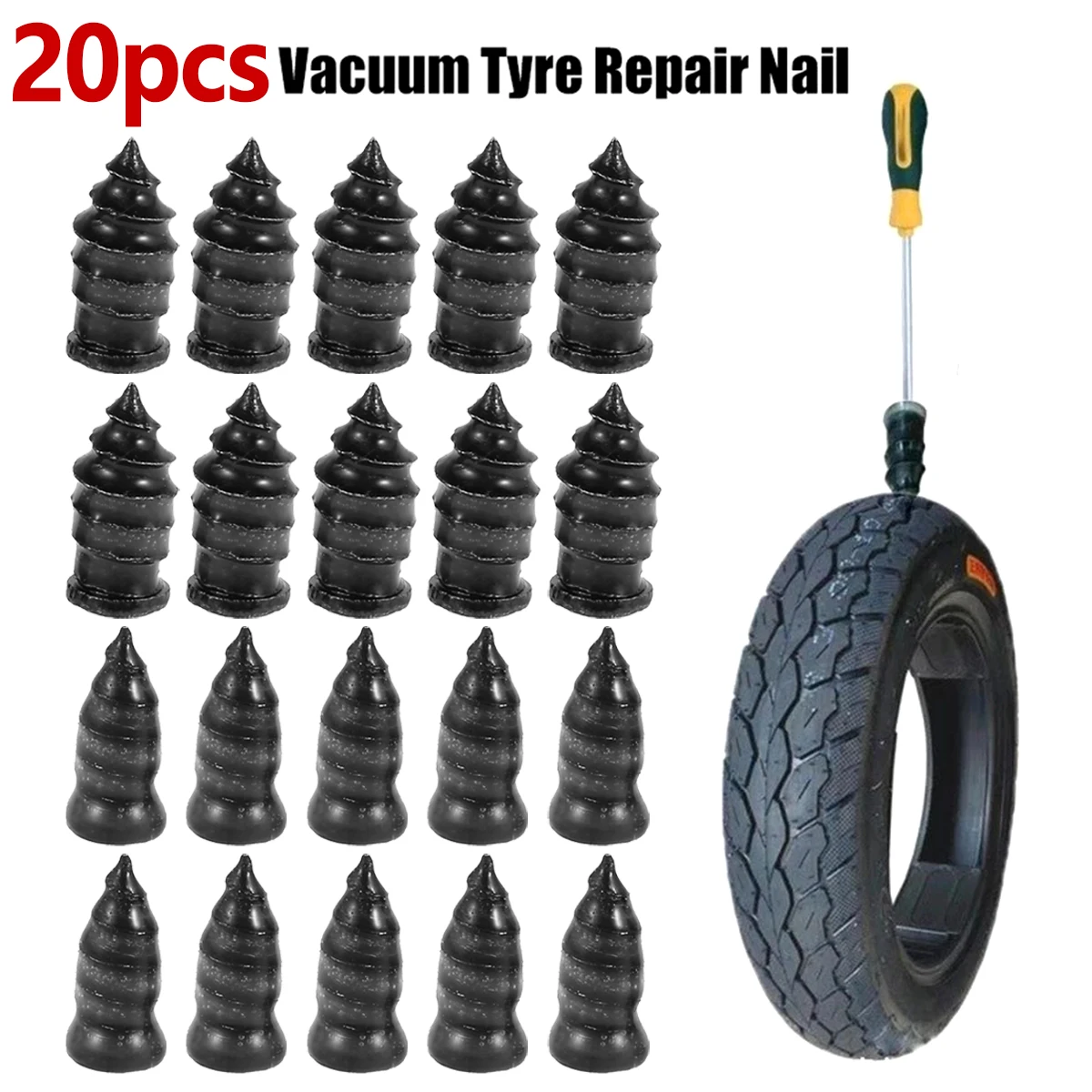 

20pcs Vacuum Tyre Repair Nail for Car Trucks Motorcycle Scooter Bike Tire Puncture Repair Universal Tubeless Rubber Nails