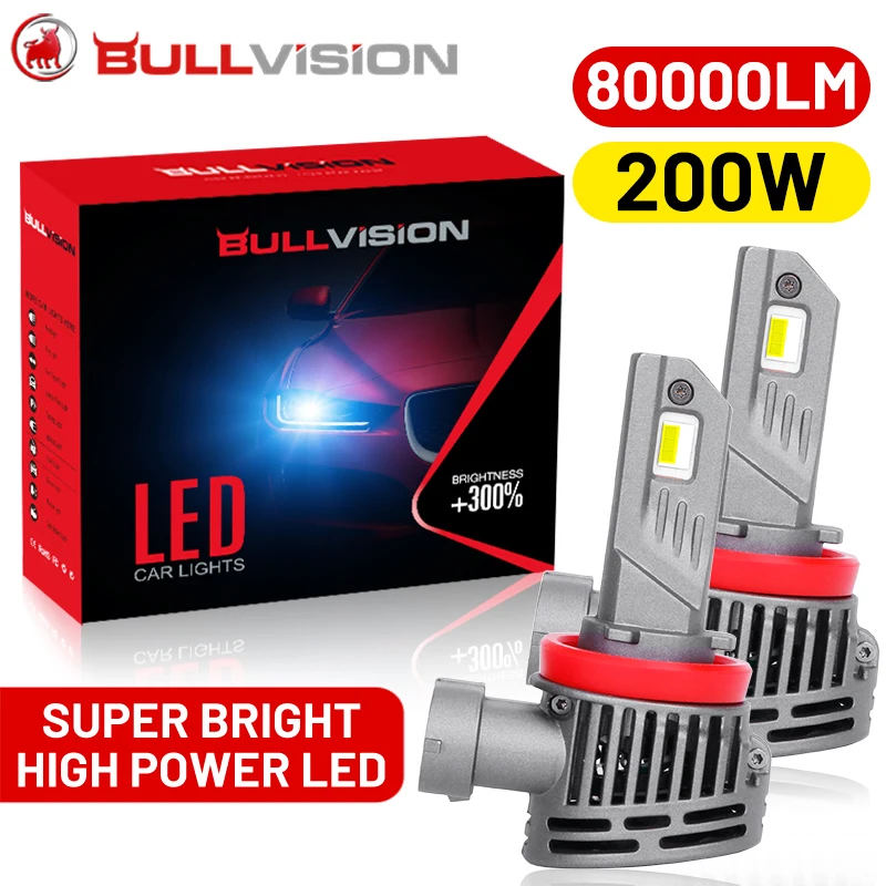 

80000LM 200W H4 H11 H7 LED Canbus Headlight 9005 9006 HB3 HB4 9012 HIR2 High Power CSP 1:1 Design Mini Size Fan Car Turbo Bulbs