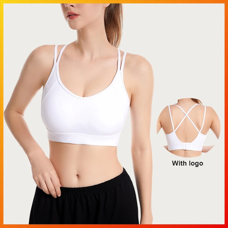 

New Logo Soft Brushed Breathable Yoga Bra Breathable Sweat-absorbing Sports Fitness Bra Jogging Dance Crop Top