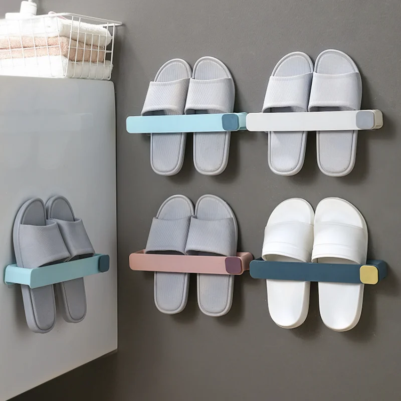 

slippers Bathroom rack toilet rack wall-mounted free punch hook toilet storage artifact foldable bathroom suction rack shelves