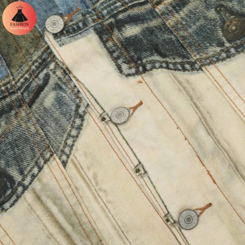 24SS тяжелая промышленная цифровая прямая инъекция 3D иллюзия лоскутная стираная