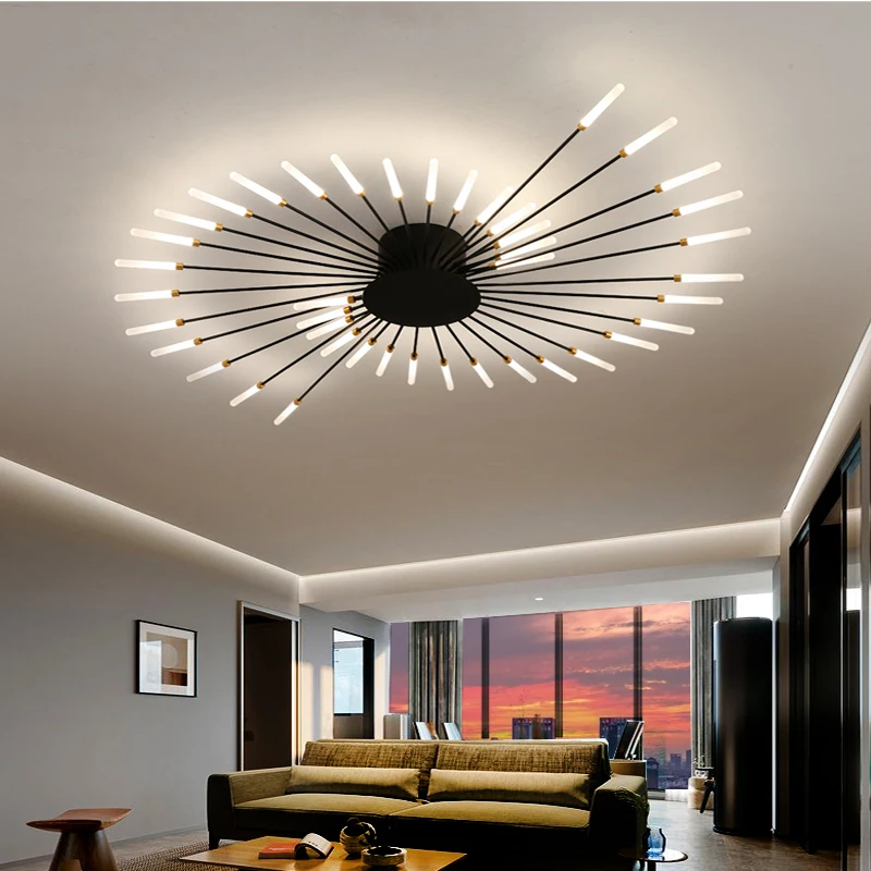 Потолочная люстра алюминиевая лампа с фейерверком для гостиной спальни столовой