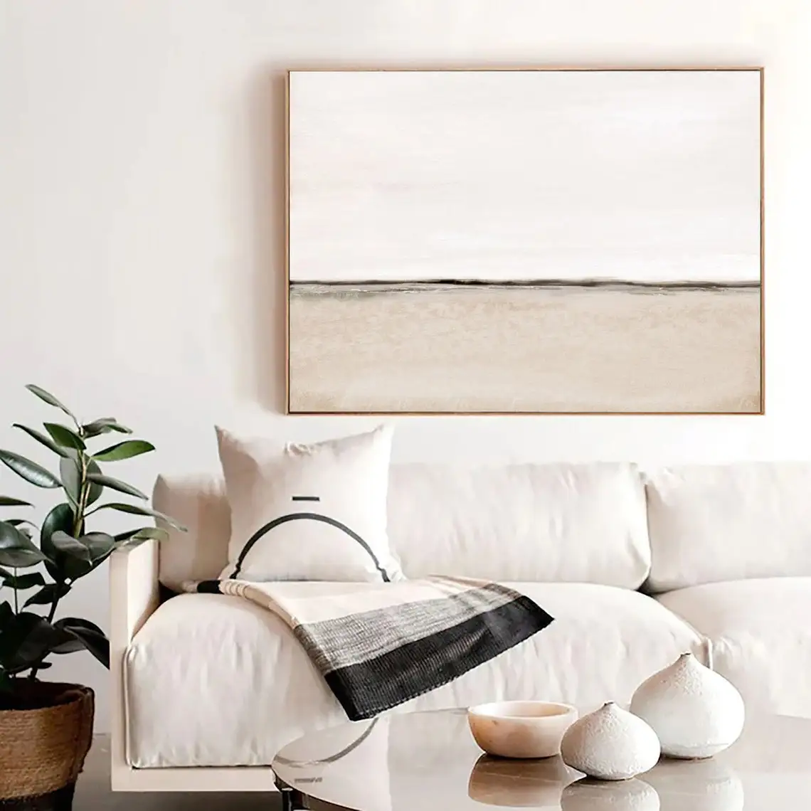 

Hand Painted Abstract Canvas Art Beige Abstract Painting Nordic Painting Wabi Sabi Room Decor Abstract Painting Large Wall Art