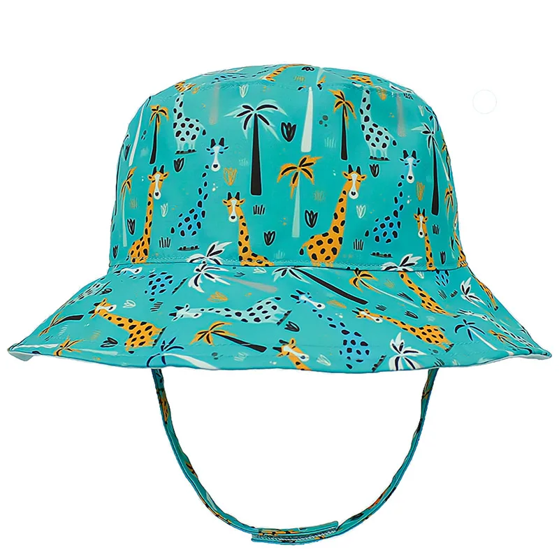 

Hat Baby Summer Beach Big Brim With String Sun Protection Giraffe Pattern Breathable Holiday Outdoor Accessory For Boy Girl