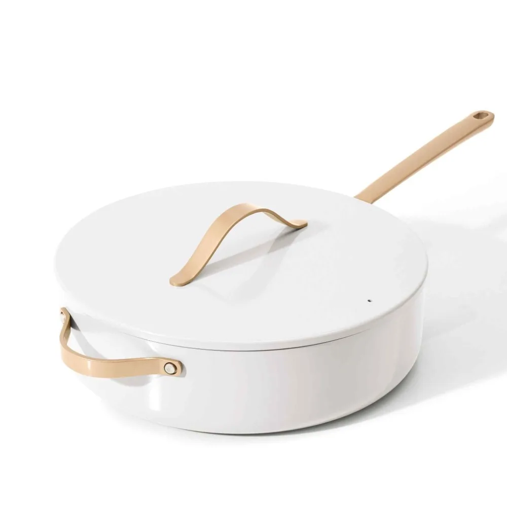 

Beautiful 5.5 Quart Ceramic Non-Stick Sauté Pan, White Icing by Drew Barrymore