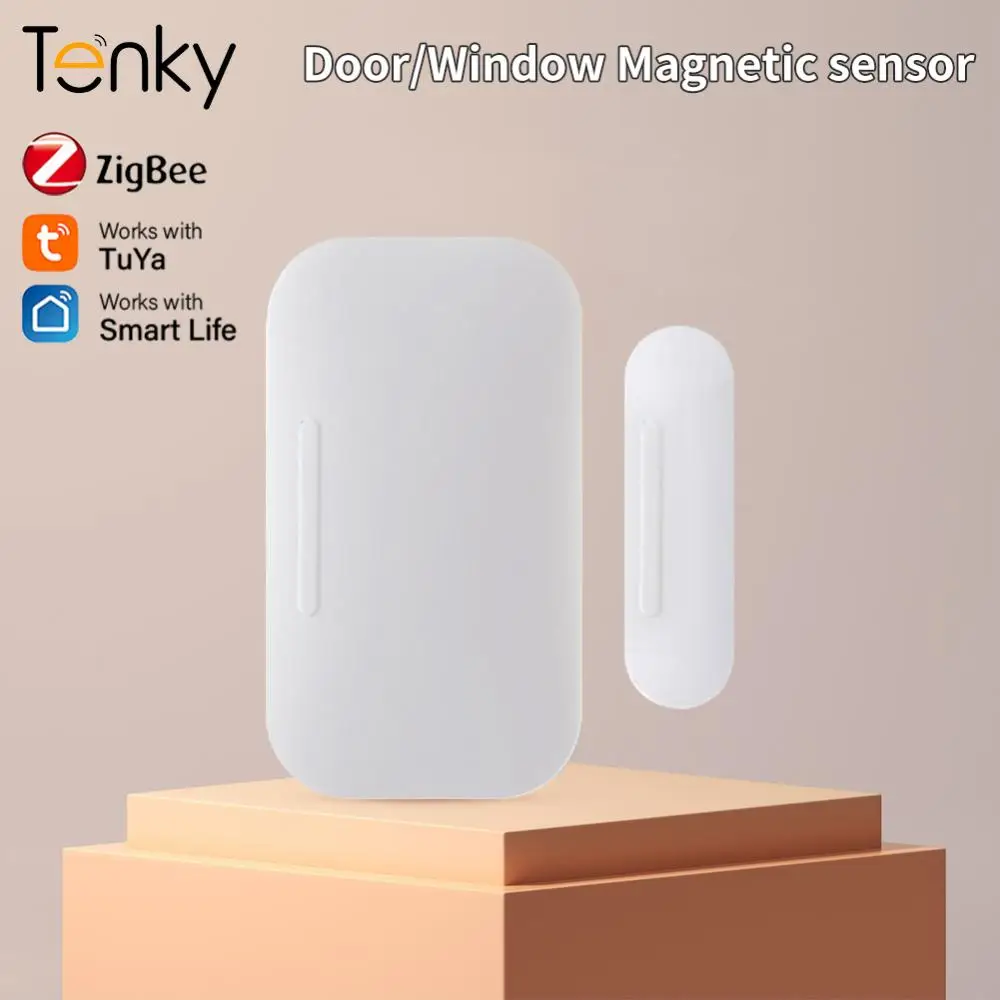 

Смарт-Датчик Tenky Zigbee для дверей и окон, дистанционный монитор, система безопасности для умного дома, детектор, работает с Alexa/Google Home
