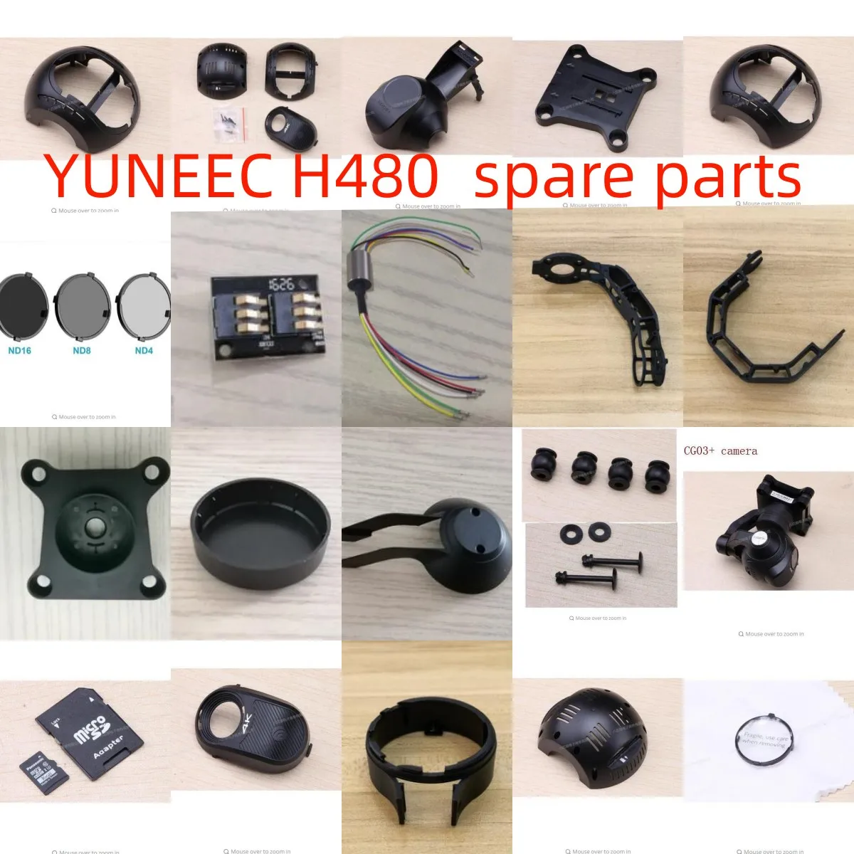 Запасные части для квадрокоптера YUNEEC H480, запчасти для камеры CGO3 + PTZ, резиновый амортизатор, противоударный фильтр, крышка рамы PTZ