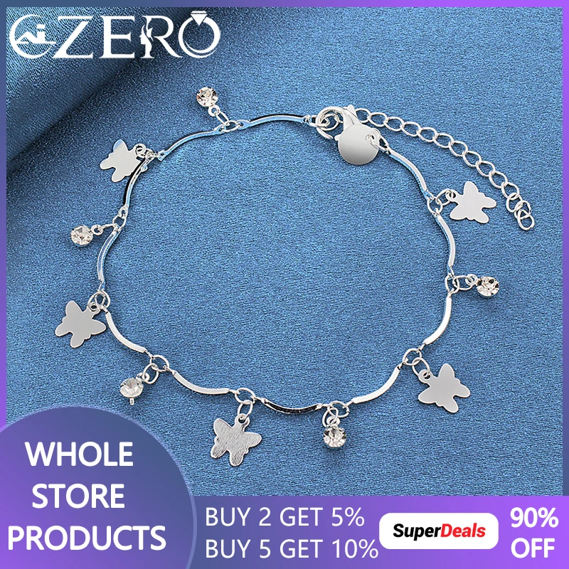 

Charm 925 Sterling Silver Crystal Butterfly Chain Bracelet Chain For Women Fashion Wedding Party Cute Jewelry Gift