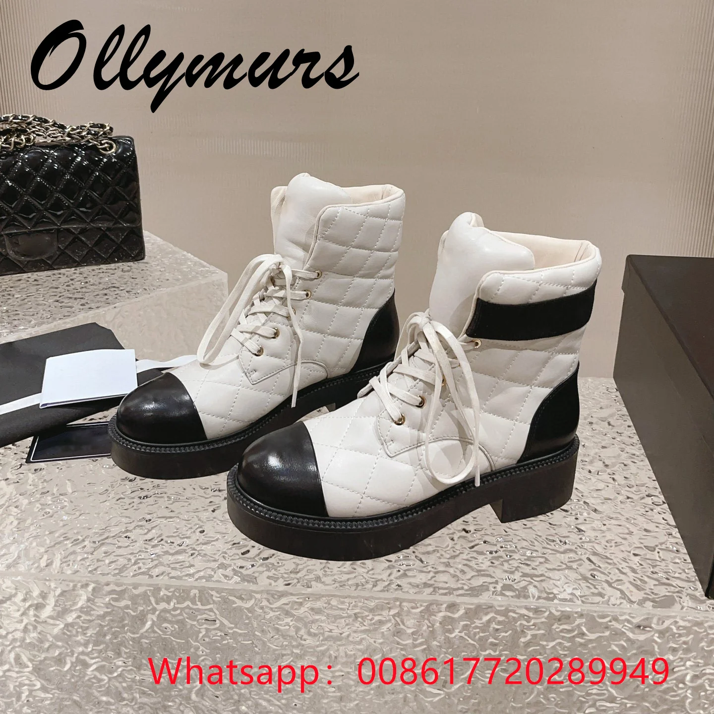 

Женские ботинки из натуральной кожи, на шнуровке, с круглым носком