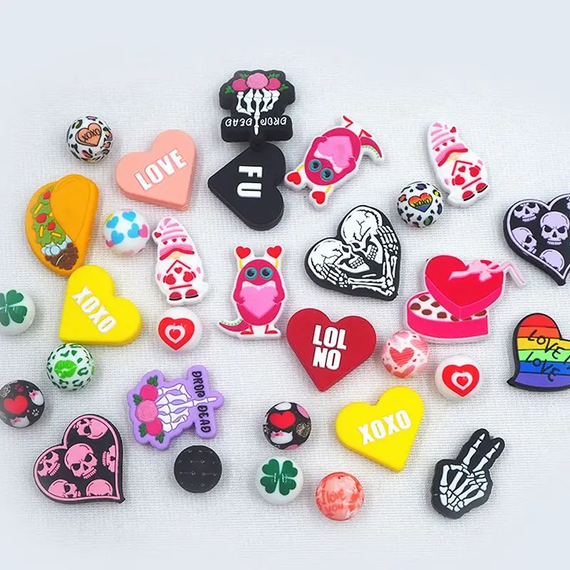 Chenkai, 10 шт., серия ко Дню Святого Валентина, фокусные бусины для ручки, бусины для ручки, силиконовые подвески, бусины для ручки, для изготовления соски