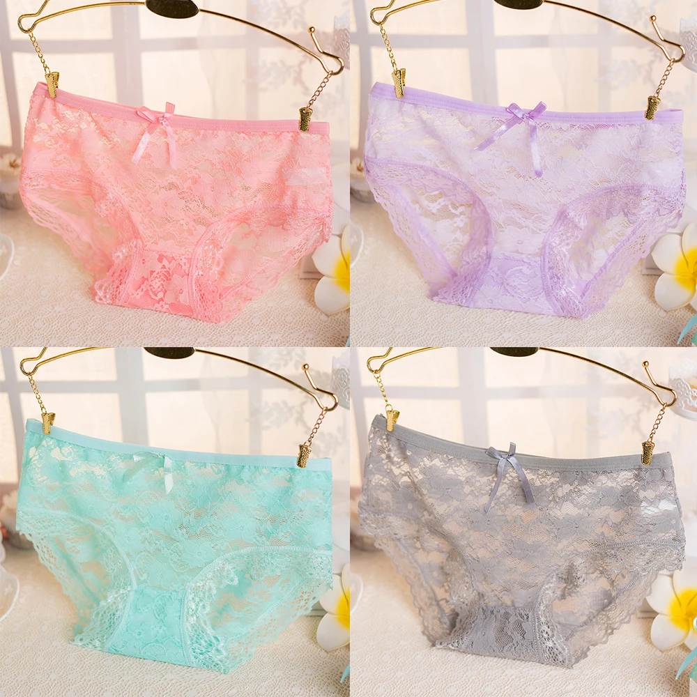 

Loli Girl Kawaii Lingerie Cute Women Lingerie Femme Floral Lace Panties 12 Colors Size L/XL Mid-Waist Sexy Pink Underwear