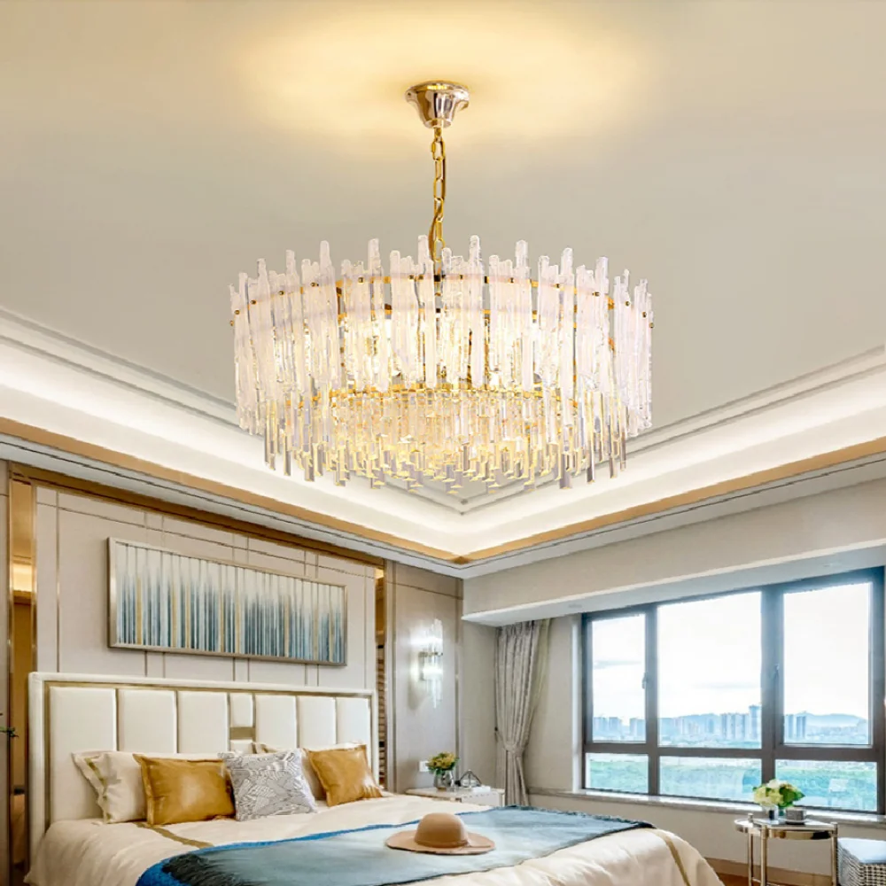 

2023 LED pendant lamp Modern Crystal Chandelier Room Decor Home Decor Living Room Dimmable Hanging light