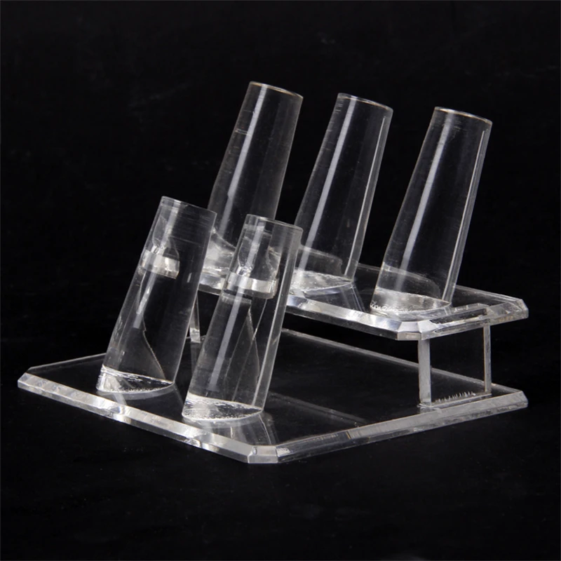 TONVIC Wholesale 1pc Acrylic Clear View Ring Display Stand Holder With 5 Ring Holder Rack