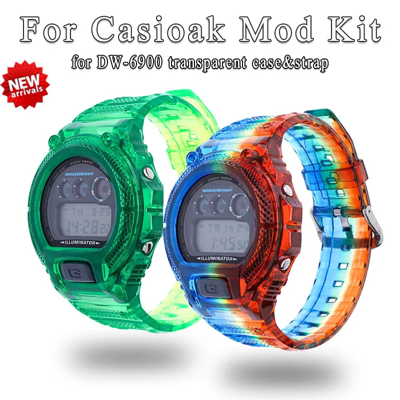 

Ремешок для casioak DW6900, прозрачный браслет из ТПУ, подходит для наручных часов dw6900, с инструментами