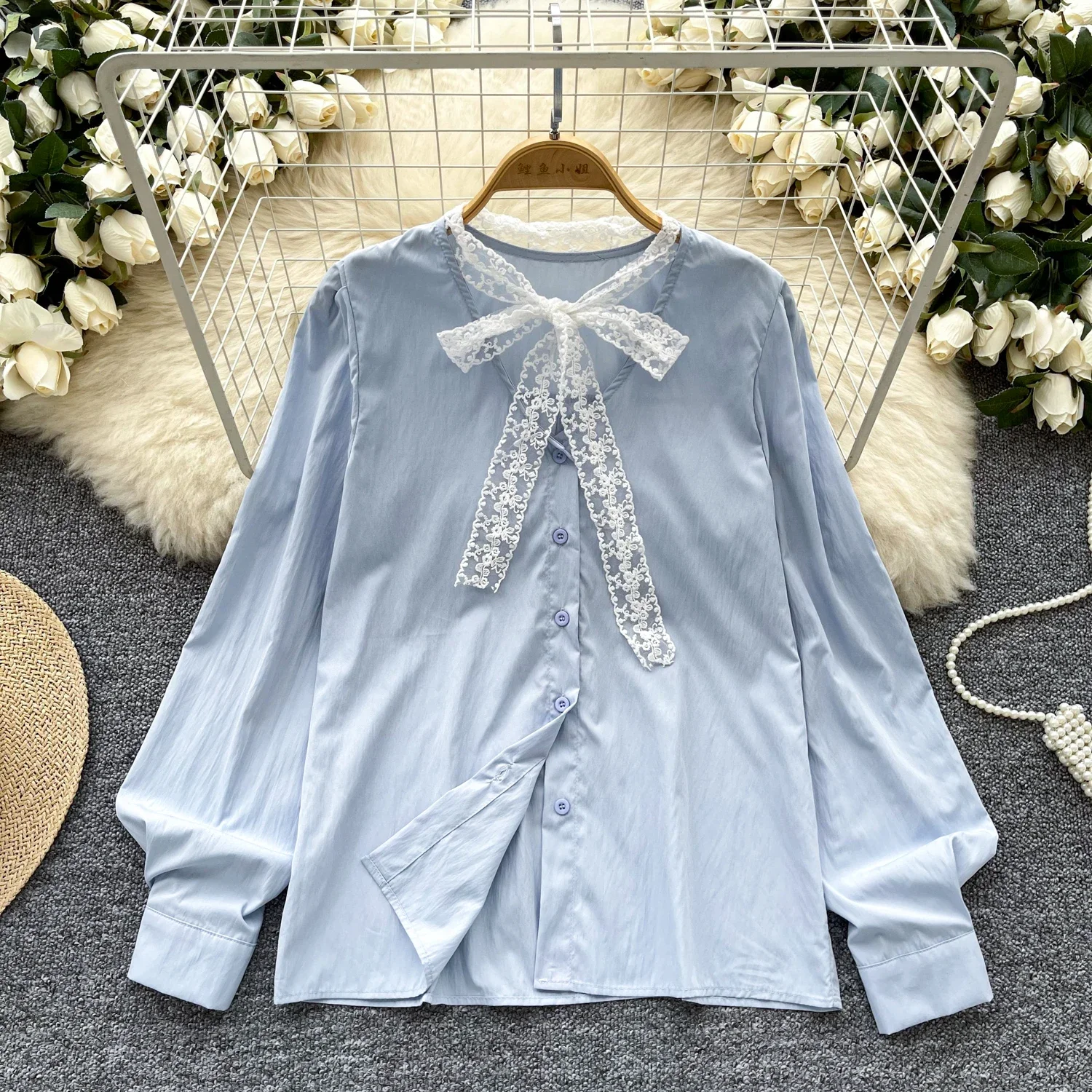 Женский однобортный Топ с V-образным вырезом и длинным рукавом