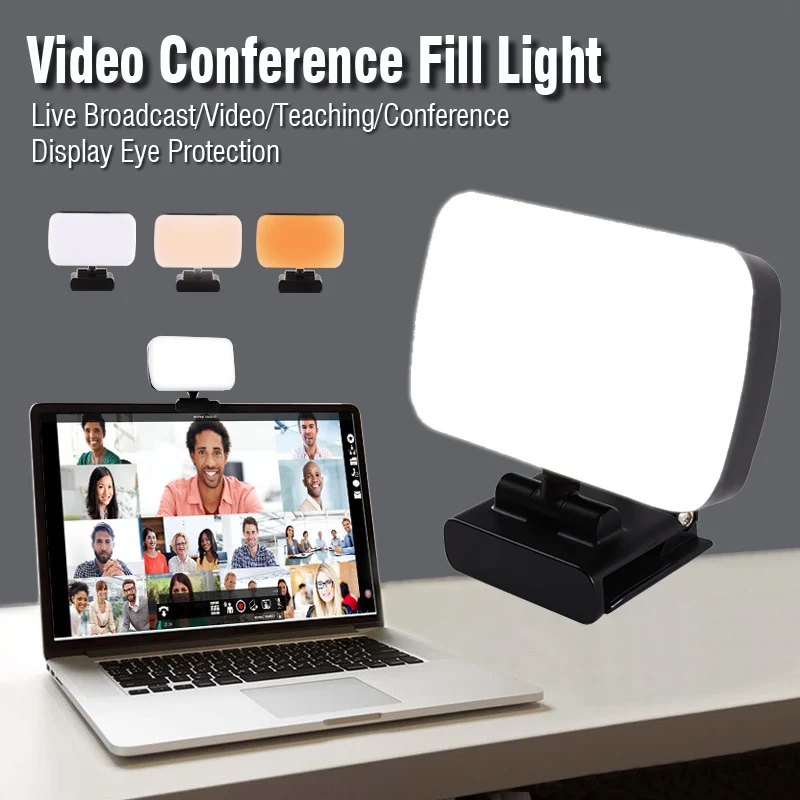 

Mini Video Light Conference Live Streaming Kit Webcam Vlog Photography Fill Lamp Selfie Adjustable Portable Camera LED