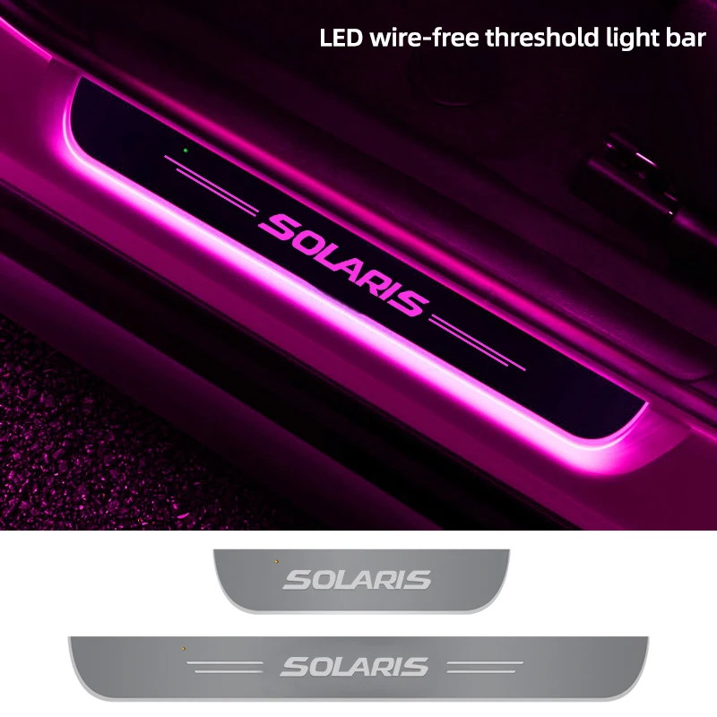 

Pedal Sill Pathway Light For Hyundai Solaris Customized LED Welcome Pedal Car Scuff Plate Pedal no wiring Car Accessories