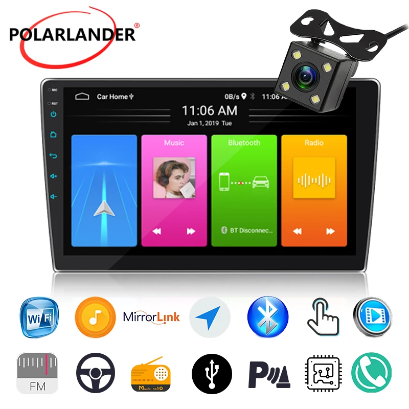 

Автомагнитола 2 DIN, Android 8,1, 10 дюймов, Wi-Fi, Bluetooth, MirrorLink, съемная панель, емкостный экран, mp5-плеер, GPS-навигация, 1 + 16 Гб
