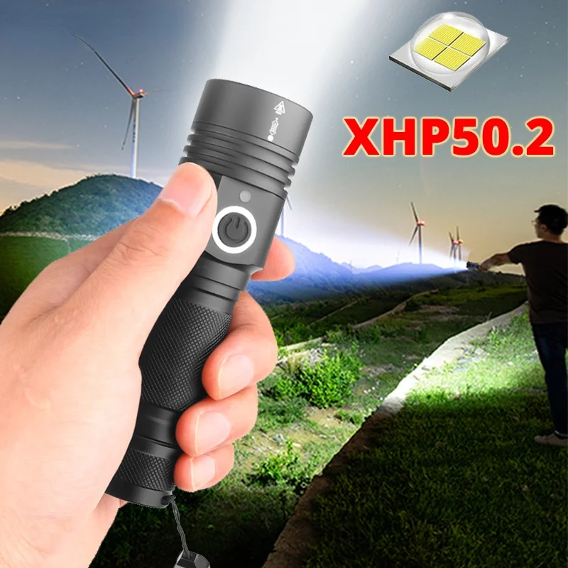 

XHP50 Most Powerful Flashlight 5 Modes Usb Rechargeable Zoom Led Torch Use18650 Battery Tactical Light for Camping Outdoor