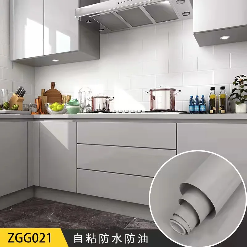 

Solid Shine Vinyl Adhesive Sticker Wallpaper Living Room Decor and Stick Kitchen Cabinet Waterproof Wall Stickers Room Decor DIY