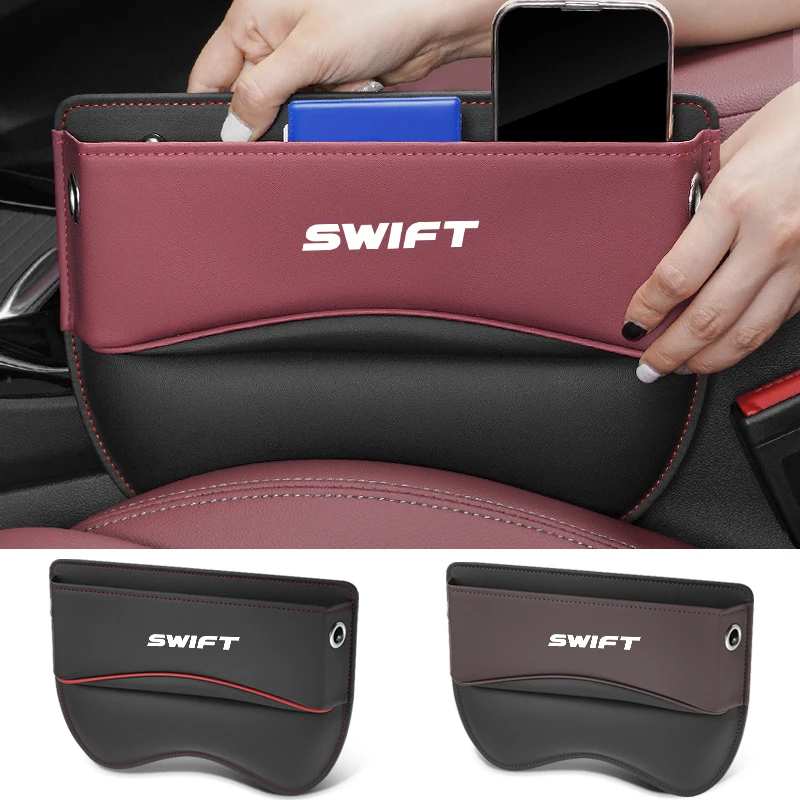 

Контейнер для хранения на автомобильное сиденье Suzuki Swift, органайзер для зазора на сиденье автомобиля, Боковая Сумка для сиденья, запасные отверстия для зарядного кабеля, автомобильные аксессуары