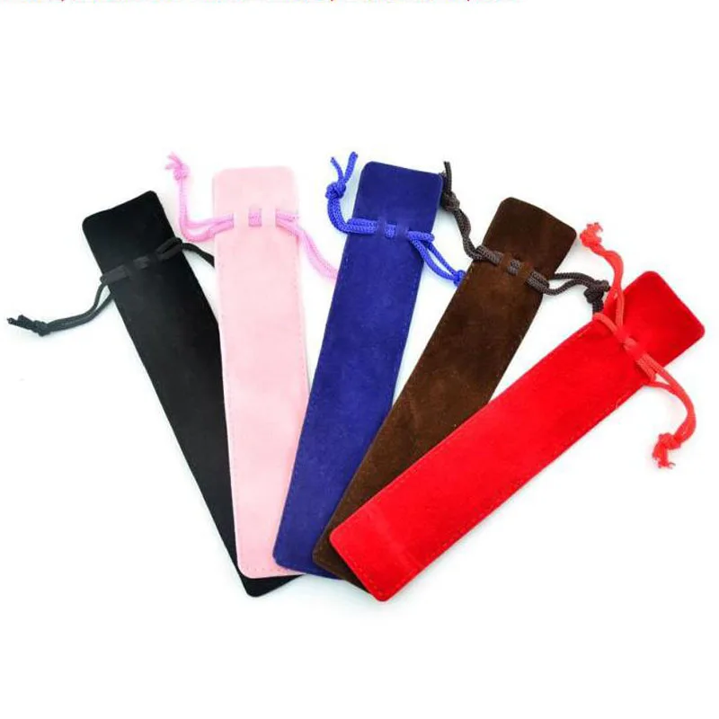 

5 Pieces/Lot Velvet Drawstring Pen Bag Pouch Small Cloth Pencil Case For One Pen Storage Office & School Supplies Color Gift