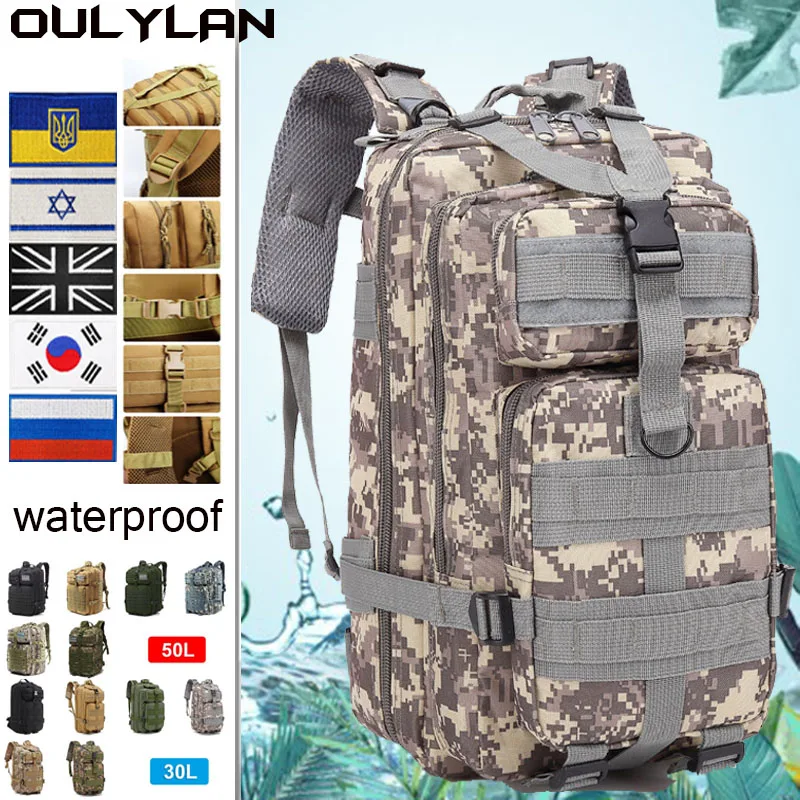 

Нейлоновый тактический рюкзак 30L/50L 900D, водонепроницаемая сумка для походов и охоты, военные рюкзаки, тактические сумки для кемпинга