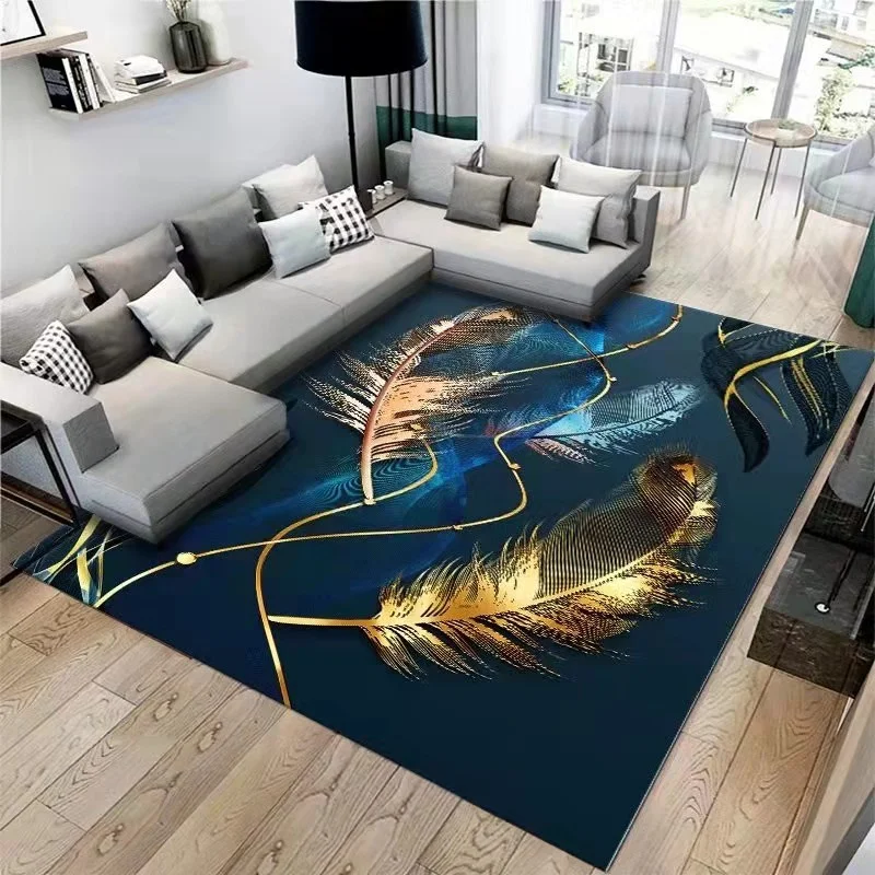 

Luxury Carpet Decoration Home Feather Pattern Bedroom Carpet Washable Customizable Lounge Rug Carpets for Living Room Kids Pad