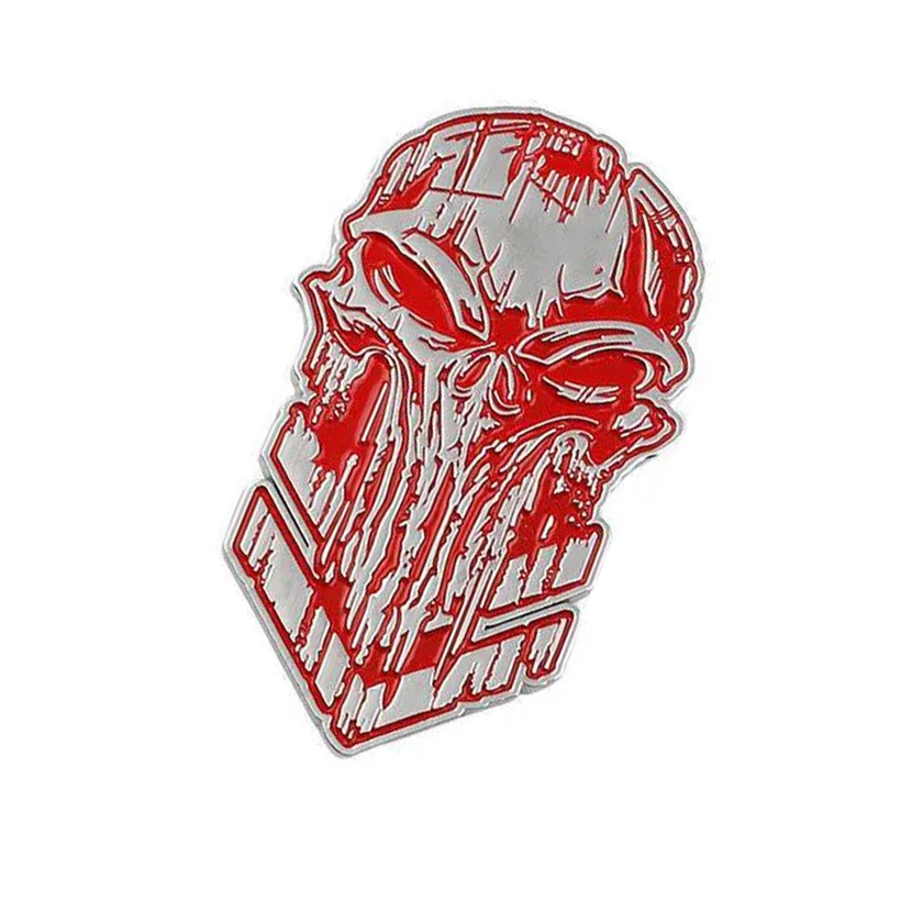 

1 Pieces Red Silver Skull Car Truck Motorycle Universal Accessories Stickers Body Fender Side Emblem Badge