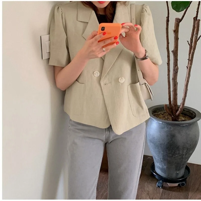 Женский офисный блейзер с рукавами-фонариками |