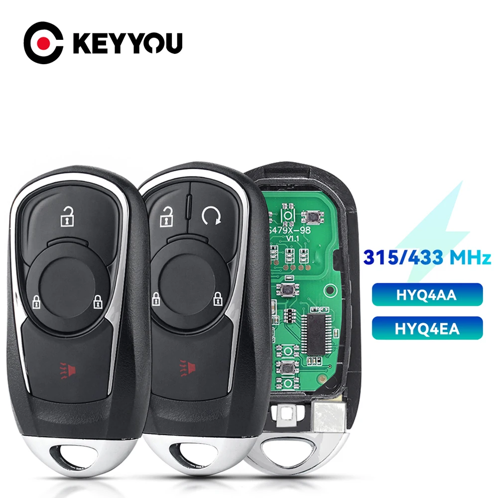 

KEYYOU 433MHz ID46 Remote Smart Key for Buick LaCrosse 2017 2018 2019 FCC: HYQ4EA P/N:13508414 ,13508417,13506665 B Keyless Go