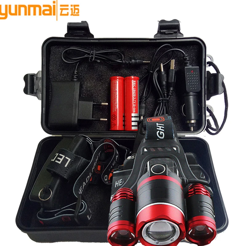 

Мощный Головной фонарь XM T6 с 3 светодиодами, регулируемый перезаряжаемый Головной фонарь с фокусировкой, водонепроницаемый налобный фонарь...