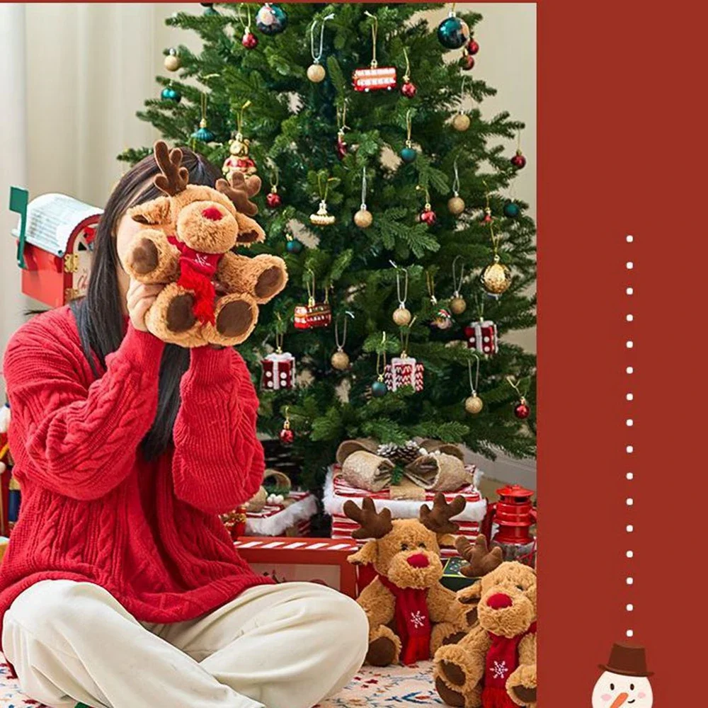 Рождественский шарф с оленями 28 см плюшевая набивная кукла игрушка украшение для