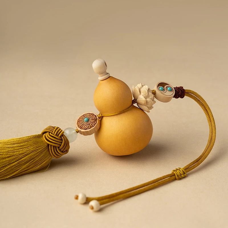 

Natural gourd pendant, living room, porch, golden tassel, lotus flower, wealth seeking pendant, enamel charms