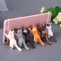 cat figurine miniature cat sucker design phone holder universal cat phone support cartoon statue crafts home car decorative gift