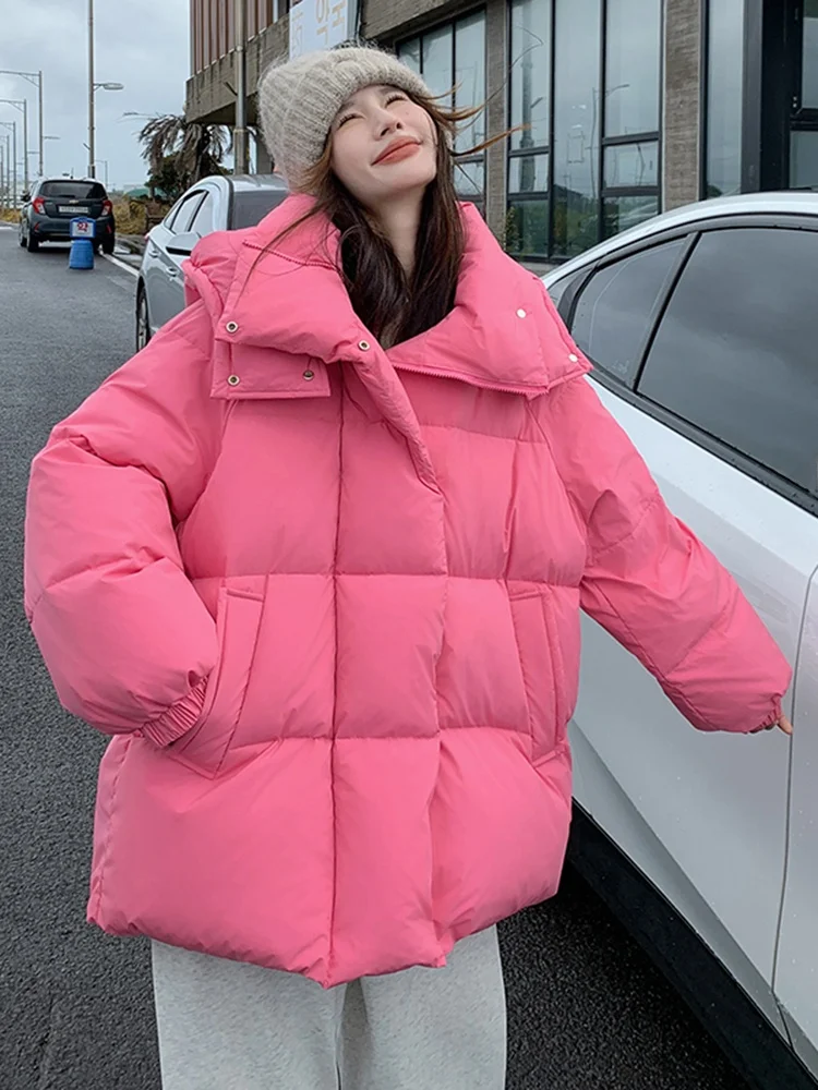 Уникальный супер красивый розовый пуховик с капюшоном одежда хлопковой