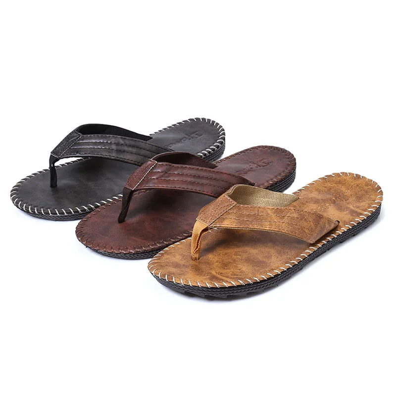 

New Summer Men Flip-Flops British Fashion Beach Slippers Male Thick Bottom Non-Slip Flat Shoes Street Slippers De Hombre patos