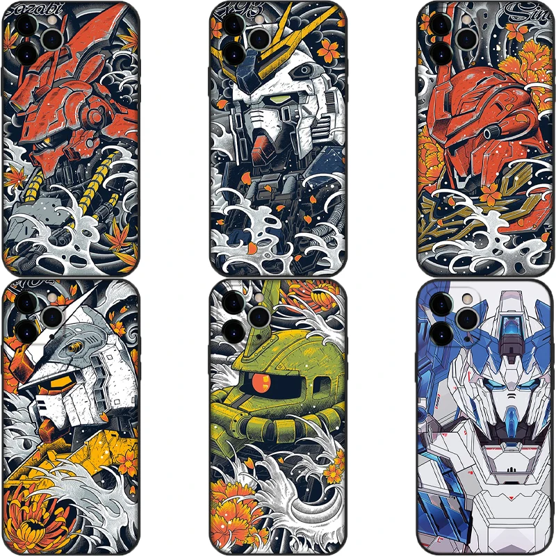 

Bandai Gundam Mobile Phone Case for iphone 14 Pro Max 13 12 11 Plus Cartoon Anime Silicone Wear Resistance Drop Shockproof Cover