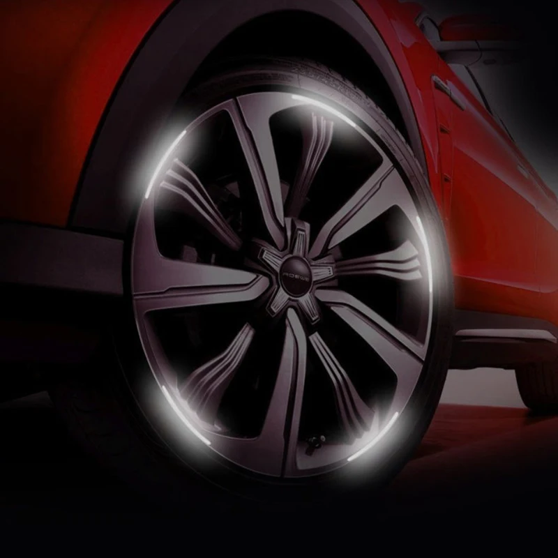 6Pcs/set Reflective Car Wheel Rim Vinyl Stickers Hash Mark Stripe Racing Wheel Hub Decals For Size 16" - 21"Fluorescent Yellow