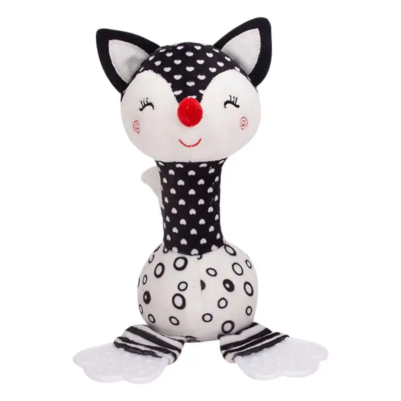 

Погремушки для детей, детские игрушки 0, 6, 12 месяцев, набор для новорожденных, черные, белые мягкие плюшевые милые животные, ручная погремушка, плюшевые игрушки, подарок